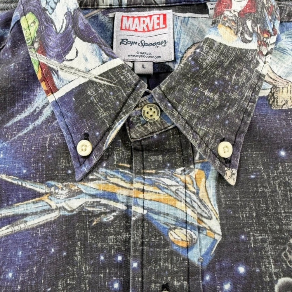 Reyn Spooner Marvel Guardians of the Galaxy Shirt Mens Large Blue Classic Fit - Picture 5 of 13